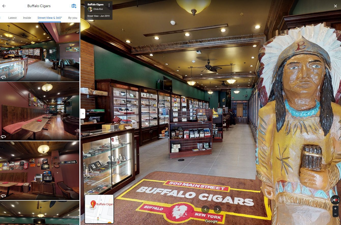 Buffalo Cigars engaged Chris Kivi to create multiple 3D tours for Google Maps Streetview